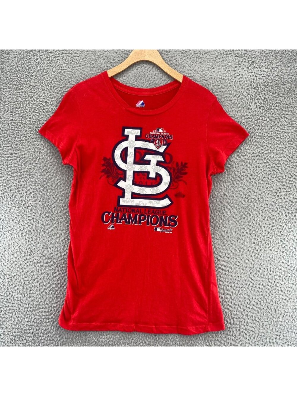 St Louis Cardinals Shirt Womens Large Majestic Red Short Sleeve Cotton Baseball